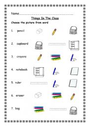 English Worksheet: Things in the classroom