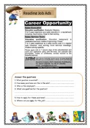 English Worksheet: Job Advertisement