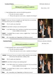 English Worksheet: Making a complaint and Responding to a complaint