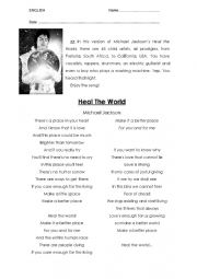 English Worksheet: Heal the world