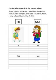 English Worksheet: is/has/are/have