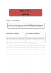 English Worksheet: writing about safety at home