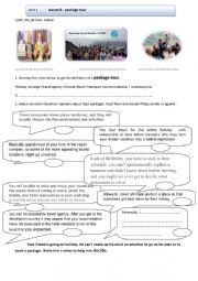 English Worksheet: pachage holiday 