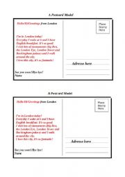 English Worksheet: Postcard Model