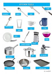 English Worksheet: kitchen tools