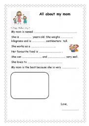 English Worksheet: All about my mom