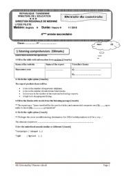 English Worksheet: bac mid term test 1