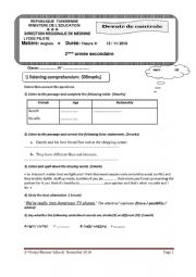 English Worksheet: 2nd form mid term test 1