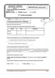 2nd form mid term test 1