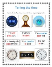 English Worksheet: TELLING THE TIME