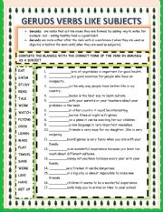 English Worksheet: Gerunds as a subject 