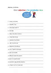 English Worksheet: Adjective patterns: Adjectives with to-infinitives (powerpoint followed-up WS)