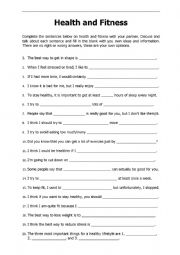 English Worksheet: Health and Fitness