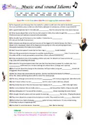 English Worksheet: Music and Sound Idioms