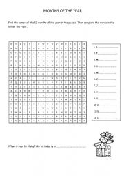 English Worksheet: Months of the year