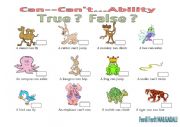 English Worksheet: Can Ability