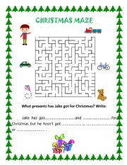 English Worksheet: CHRISTMAS MAZE