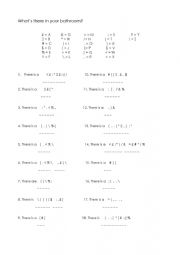 English Worksheet: In the Bathroom