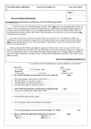 English Worksheet: blue whale article 