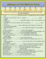 English Worksheet: GERUNDS AFTER PREPOSITIONS