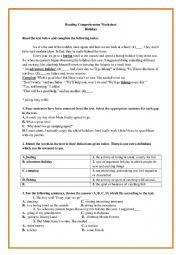 English Worksheet: Holiday reading comprehension