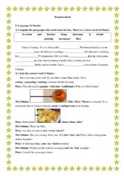 English Worksheet: Food, drinks, rooms in the house
