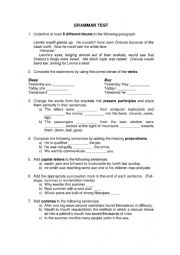 English Worksheet: Grammar test