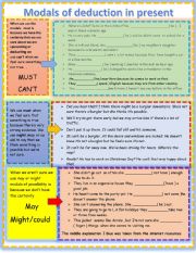 English Worksheet: Deductions in present 