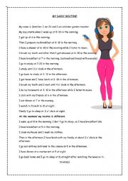 English Worksheet: daily routine