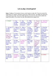 English Worksheet: Board game talking