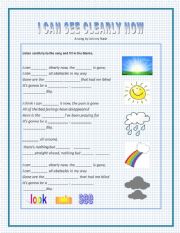 English Worksheet: I can see clearly now