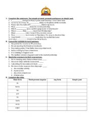 English Worksheet: Tenses review