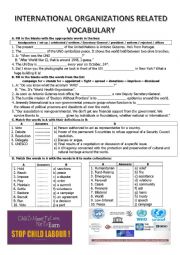 English Worksheet: INTERNATIONAL ORGANISATIONS