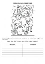 English Worksheet: There wasv- There were