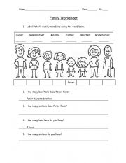 English Worksheet: family tree