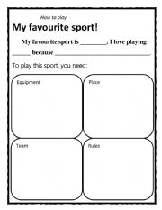 English Worksheet: My favourite sport poster