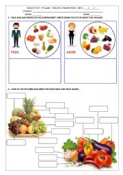 English Worksheet: Fruit and Vegetables