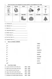 English Worksheet: Months of the year & ordinal numbers