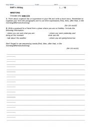 English Worksheet: Writing test