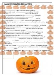 English Worksheet: HALLOWEEN WORD FORMATION   CAE  FCE   ADVANCED