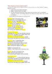 English Worksheet: Present Continuous song task