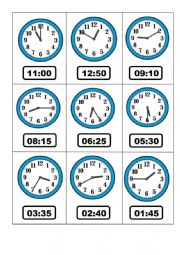 English Worksheet: What time is it ? CARD GAME