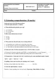 English Worksheet: mid term test