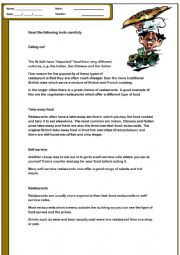 English Worksheet: food reading