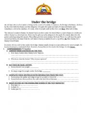 English Worksheet: Under the bridge