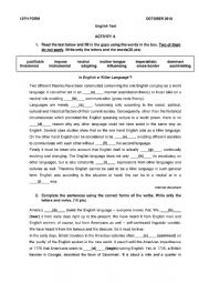 English Worksheet: Test 12th grade - Unit 1