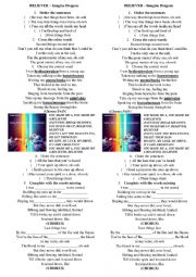 English Worksheet: Believer - Imagine Dragons song worksheet