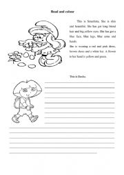 English Worksheet: Read and color