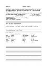English Worksheet: Breakfast worksheet 