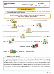 English Worksheet: English Mid Term Test 1